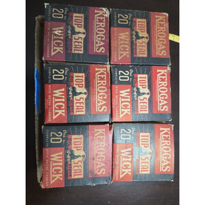 VINTAGE KEROGAS WICK TOP SEAL OIL AND STOVE NO 20 NOS WITH METAL CARRIER